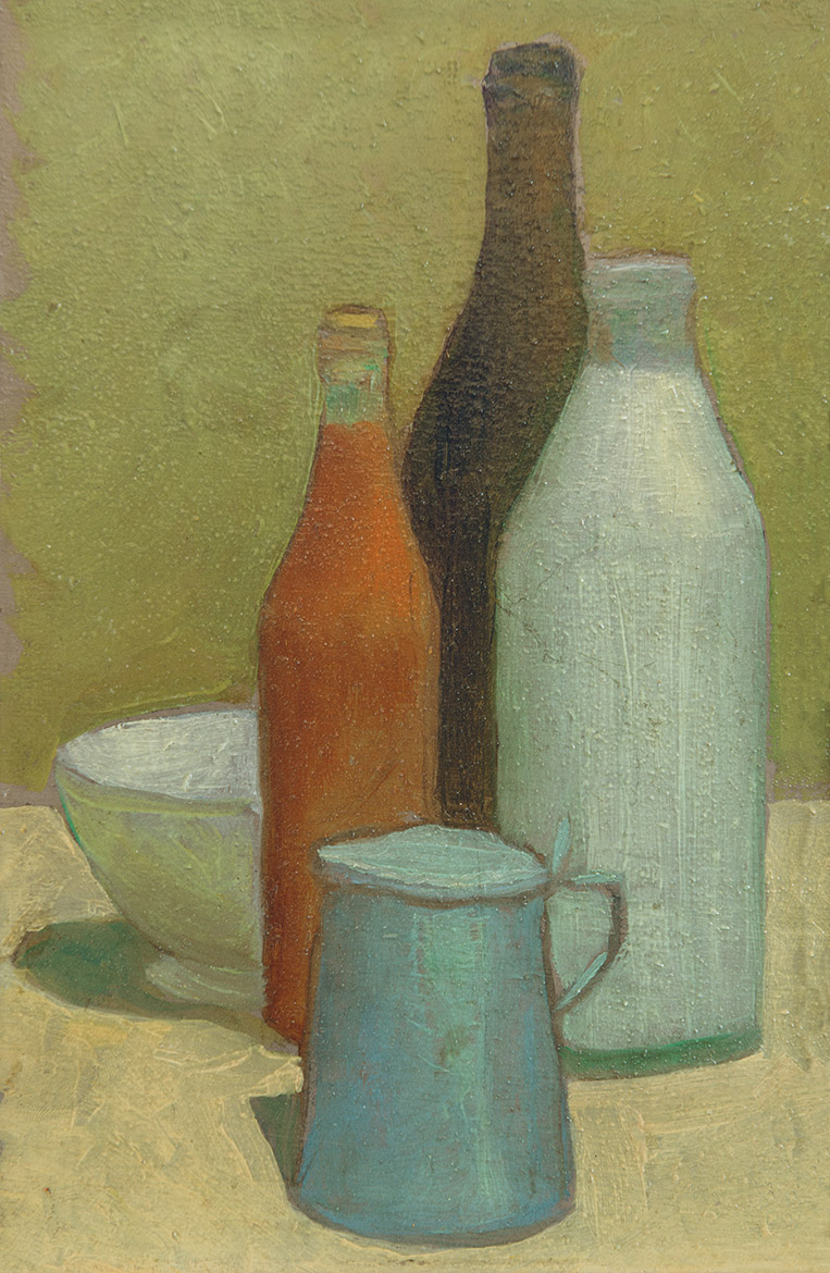 Bottiglie - 29x39 cm - 1958 - olio su tela