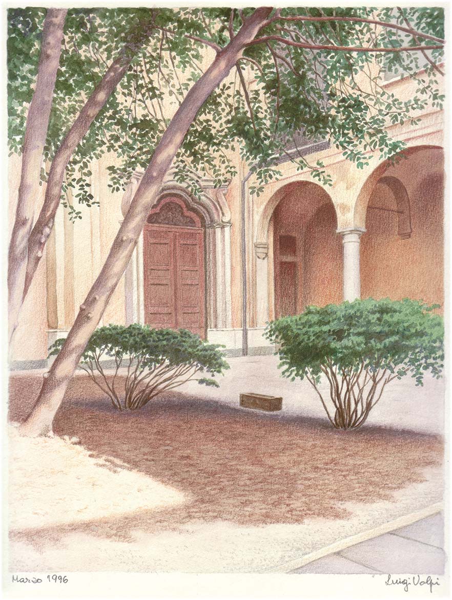 Chiostro di Santa Chiara Nuova, Lodi - 26x20 cm - 1996 - pastello su carta