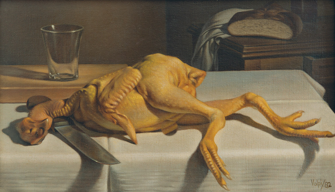  Il pollo - 20x34 cm - 1982 - olio su tela riportata su tavola
