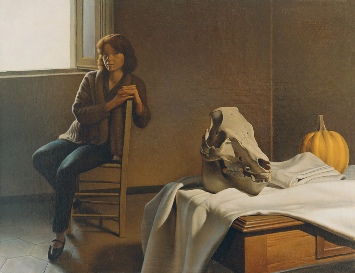  Interno con figura - 37x48 cm - 1983/84 - olio su tela