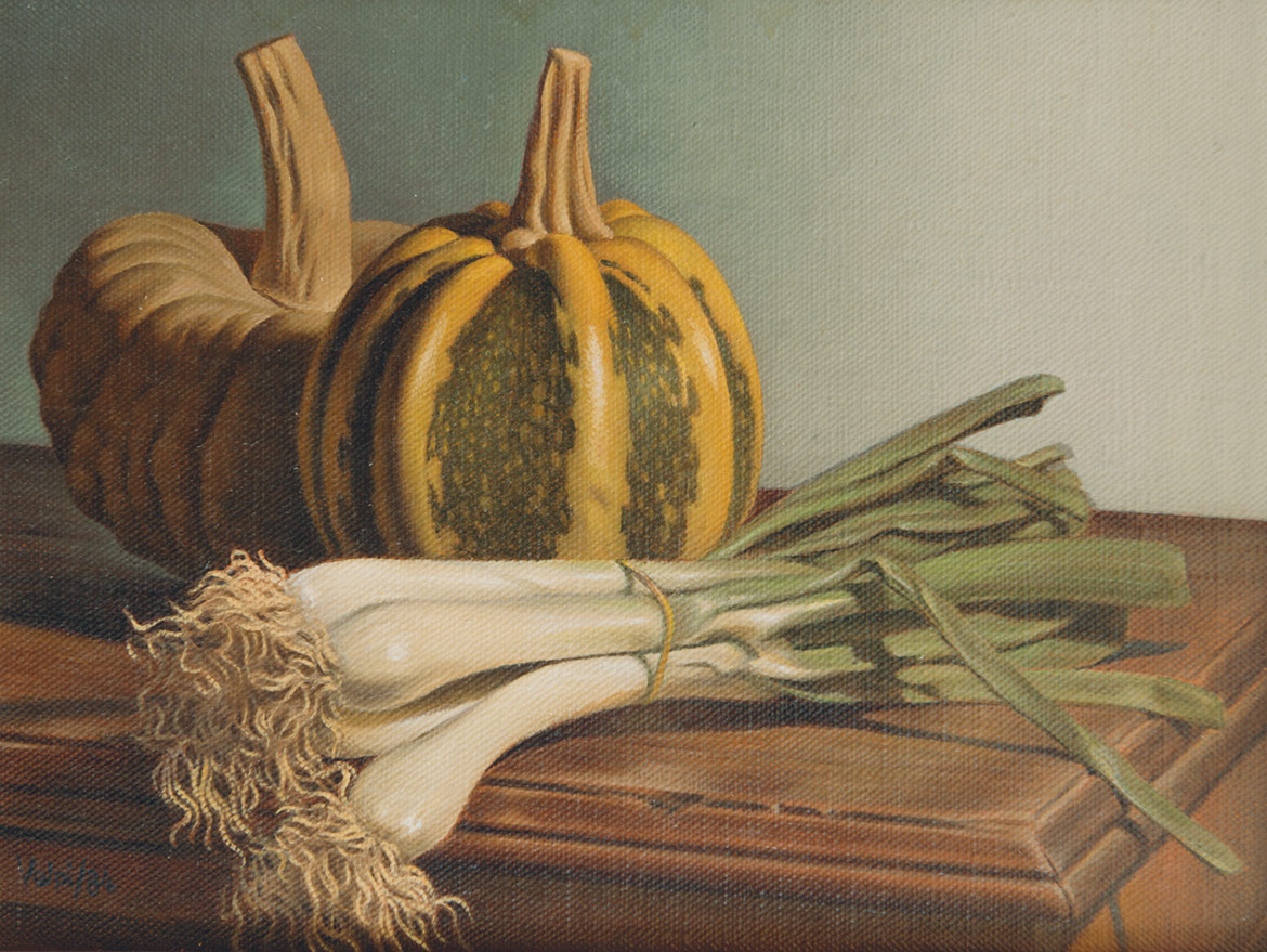  Zucchine e cipolle - 18x24 cm - 1984 - olio su tela